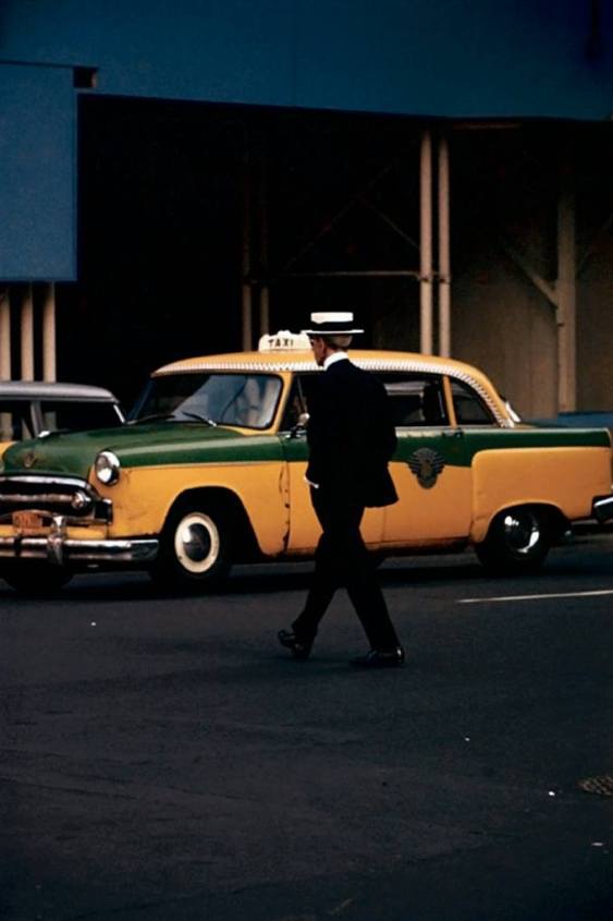 Saul Leiter- -Man with Straw Hat-- 1955