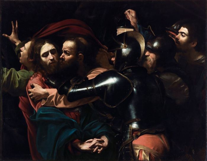 Caravaggio- -The Taking of Christ-- 1602- Oil on canvas- 133-5 x 169-5 cm- National Gallery of Ireland- Dublin.jpg